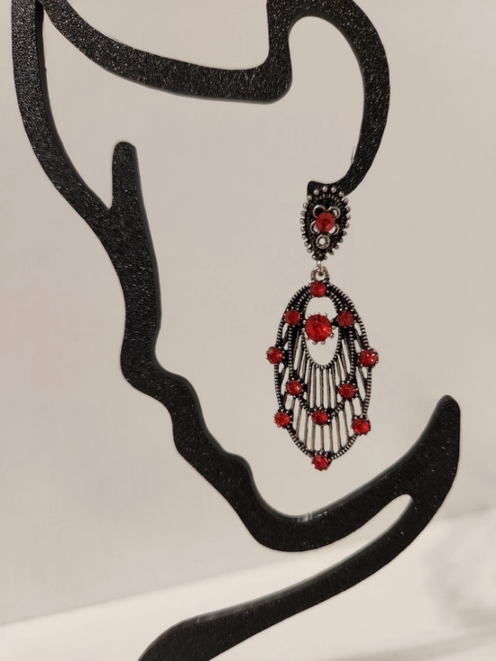 Black & Red Chandelier Earrings New